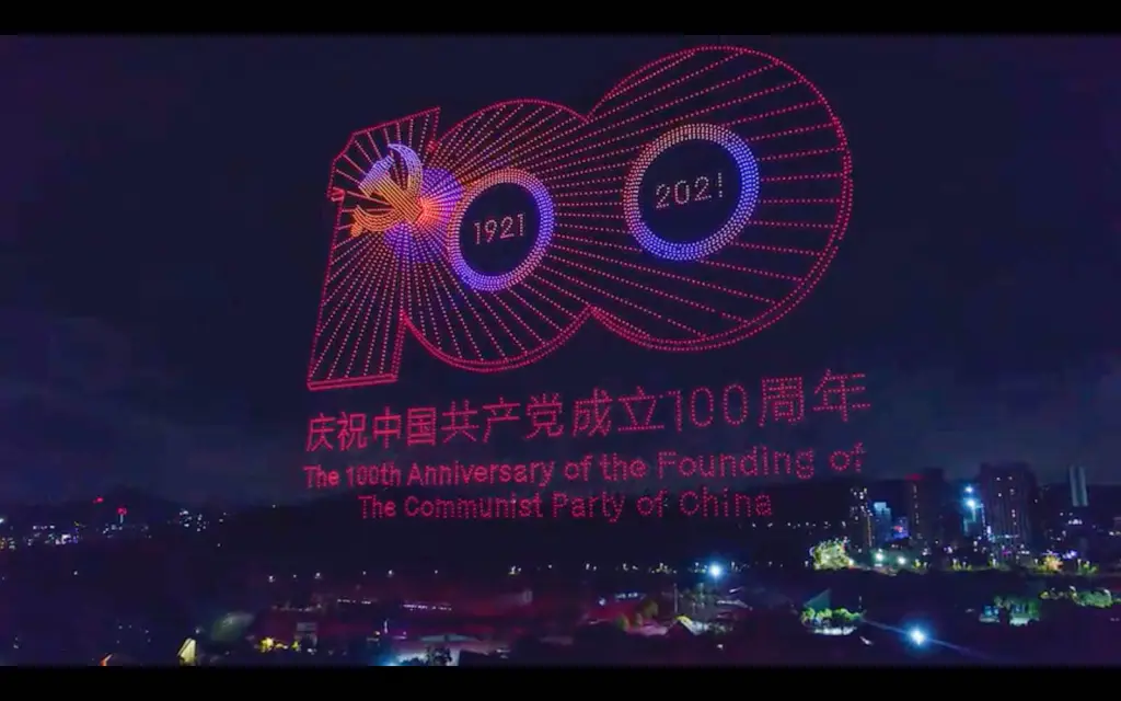 中国共産党創立100年ドローンショーの画像